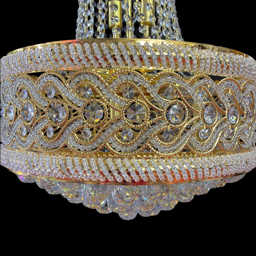Żyrandol kryształowy Fiamma, 6x E14, średnica 45 cm, złoty