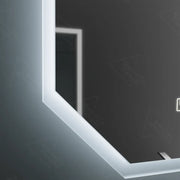 Lustro LED Polygon, 60x80 cm, czujnik Hexaluce MotionGlow Marcello, system przeciwmgielny, zegar i termometr, ściemnialne