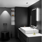 Prostokątne lusterko LED, 60x80 cm, Rayonlement Motionglow Marcello, system zniekształcony, zegar i termometr, Daimable