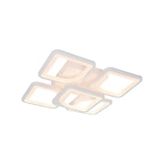 Żyrandol LED z pilotem ZOE 96W, 5 kwadratów, światło zimne/ciepłe/neutralne, ściemnialny, biały