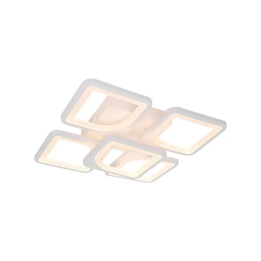 Żyrandol LED z pilotem ZOE 96W, 5 kwadratów, światło zimne/ciepłe/neutralne, ściemnialny, biały