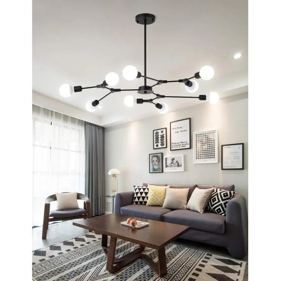 Żyrandol Architek Nona, 9x E27, czarny, metalowy