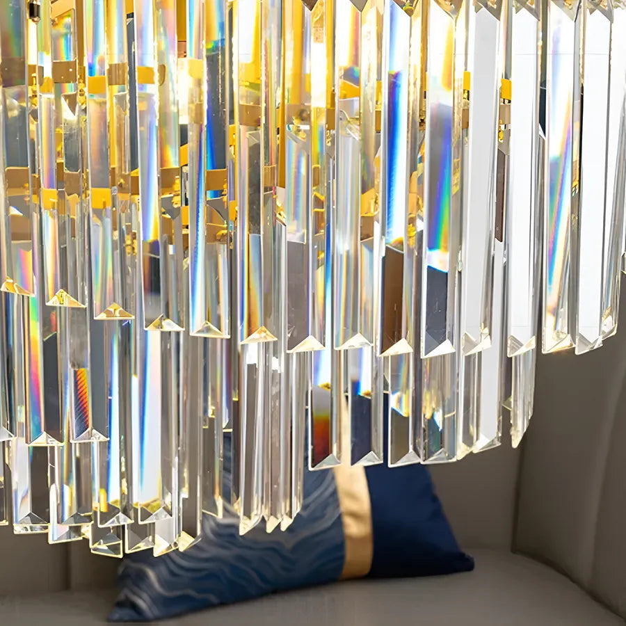 Żyrandol kryształowy TRIANON Eleganza 6x E27, średnica 47cm, błyszczące złoto, regulowana wysokość