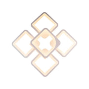 Żyrandol LED z pilotem ZOE 96W, 5 kwadratów, światło zimne/ciepłe/neutralne, ściemnialny, biały