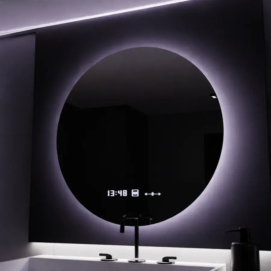 Okrągłe lusterko LED, 70 cm, Serenite Motionglow Marcello, system rozmrażania, zegar i termometr,