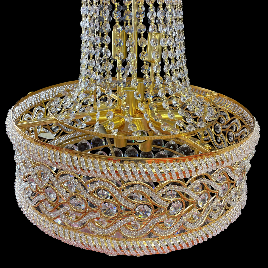 Żyrandol kryształowy Fiamma, 6x E14, średnica 45 cm, złoty