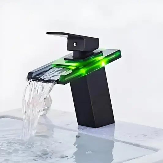 Bateria umywalkowa, stop i szkło, czarny, OD3007