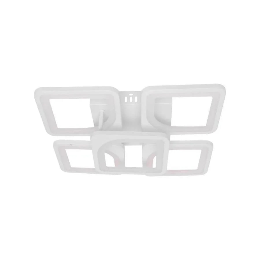 Żyrandol LED z pilotem ZOE 96W, 5 kwadratów, światło zimne/ciepłe/neutralne, ściemnialny, biały