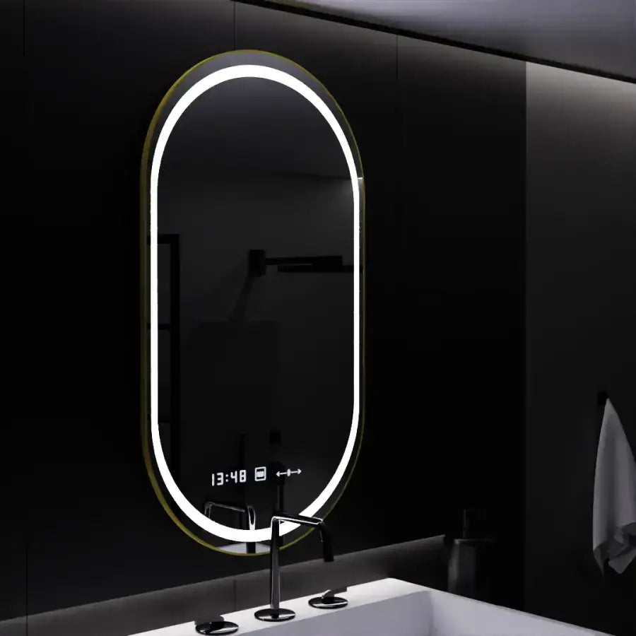 Owalne LED lusterka, 50x80 cm, Roven czujnik Motionglow Marcello, System wyłączający, zegar i termometr, Daimable