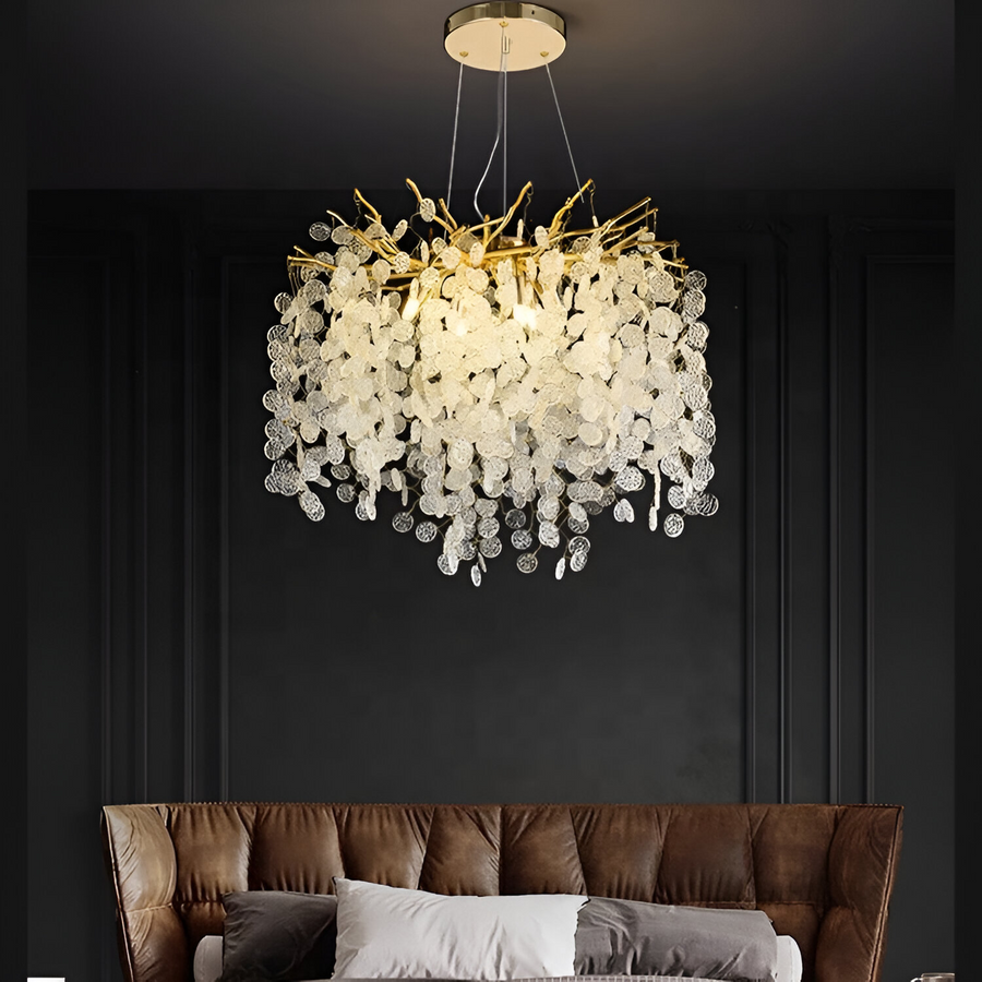 Żyrandol kryształowy WALTZ Serenade, 5x G9, złoty, 45 cm, regulowana wysokość