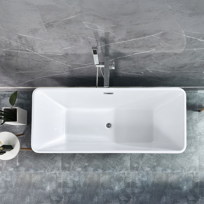 Wanna wolnostojąca, prostokątna, akrylowa, cytrynowożółta, 170×78×60 cm