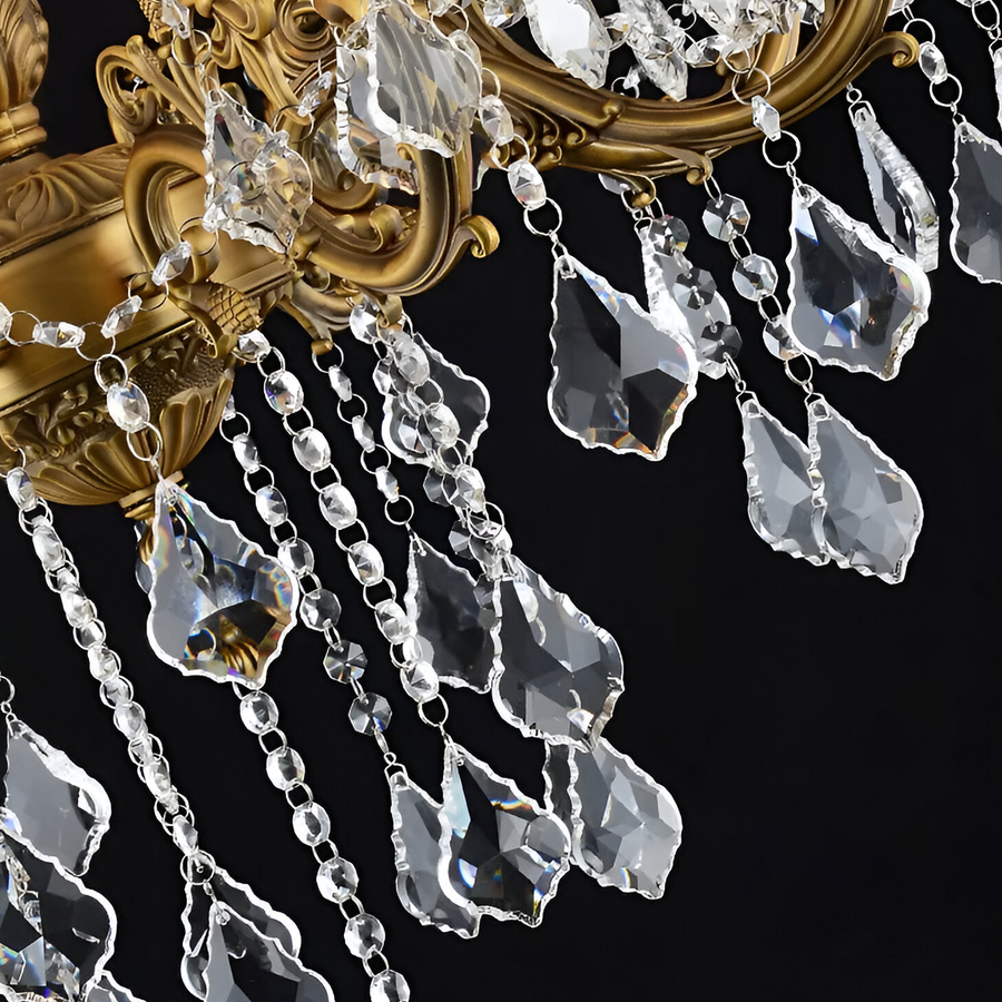 Żyrandol SANSSOUCI Royal 12xE14 Metal i kryształ Regulowana wysokość Antyczny mosiądz