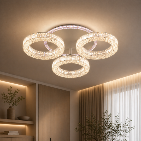 Żyrandol LED RONDA Nobile z pilotem 46W, 3 koła, światło zimne/ciepłe/neutralne, możliwość przyciemniania, biały żyrandol LED z pilotem Domyślny tytuł Alessandro Design
