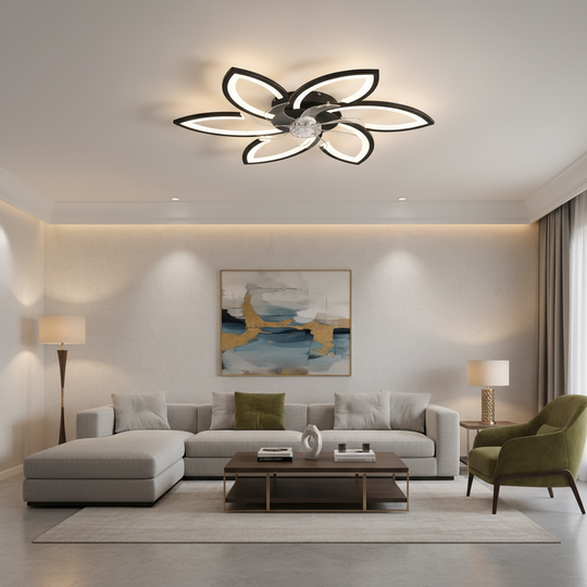 Żyrandol LED ANEMO Fan z pilotem, 36W, D76,5cm, światło zimne/neutralne/ciepłe, czarny