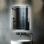 Prostokątne lusterko LED, 60x80 cm, Rayonlement Motionglow Marcello, system zniekształcony, zegar i termometr, Daimable