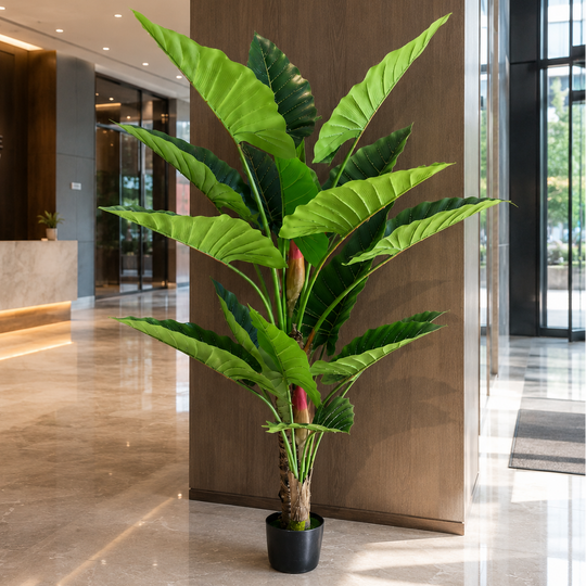 Sztuczna roślina typu Alocasia, 2 łodygi, 190 cm, zielona