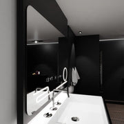 Prostokątne lustro LED, 100x60 cm, Harmonie MotionGlow Marcello, system przeciwmgielny, zegar i termometr, lupa kosmetyczna, ściemnialna