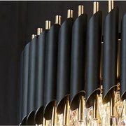 Żyrandol kryształowy VERSAILLES Eleganza 7x E14, średnica 49 cm, błyszczące złoto i czerń, regulowana wysokość
