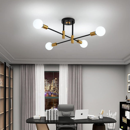 Modernistyczny żyrandol Gentile, 4x E27, czarno-złoty, nowoczesny design