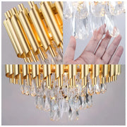 VERSAILLES Petito kryształowy żyrandol 3xE14, średnica 30cm, złoty, regulowana wysokość