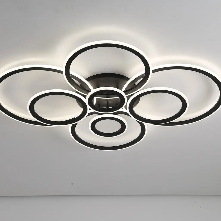 Żyrandol LED BETTY 130 W z pilotem, 8 okręgów, światło zimne/ciepłe/neutralne, ściemnialny, czarny