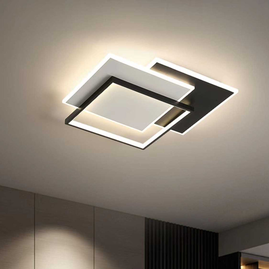 LED żyrandol z pilotem 102 W Chiara, 3 kwadraty, zimne/gorące/neutralne światło, niestabilne, czarne