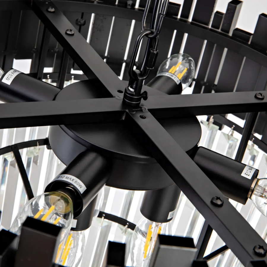 BLOIS Żyrandol kryształowy 10x E27 Czarne złoto