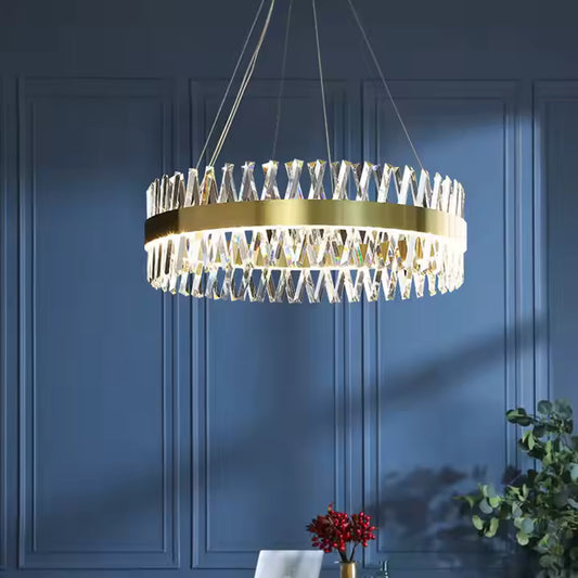 Żyrandol LED CASERTA z pilotem, 41W, ściemnialny, średnica 40cm, złoty