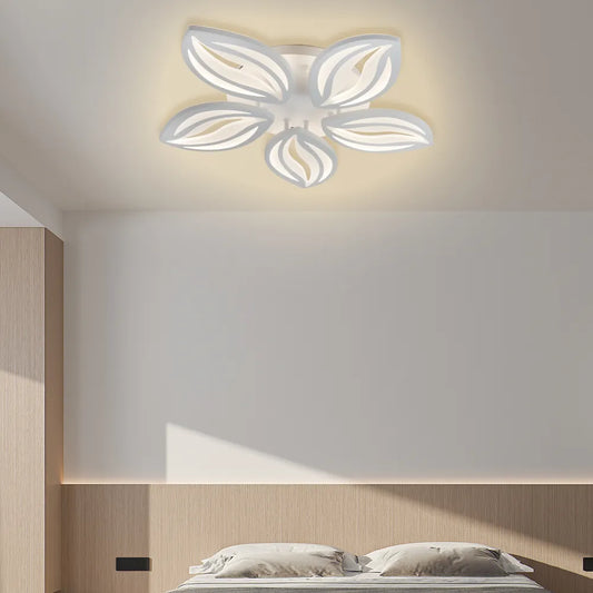 Żyrandol LED ORCHID z pilotem 65W, 5 płatków, światło zimne/ciepłe/neutralne, ściemnialny, biały