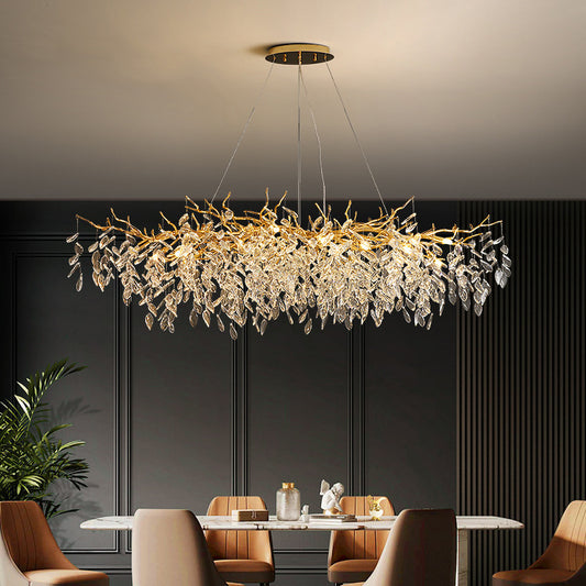 Kryształowy żyrandol WALTZ Rhapsody, 9x G9, złoty, 80 cm, regulowana wysokość