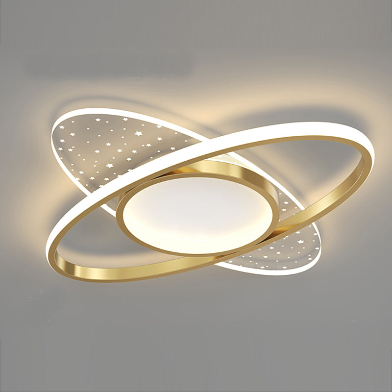 Żyrandol LED z pilotem VARIO 61W, owalny, światło zimne/ciepłe/neutralne, możliwość ściemniania, złoty