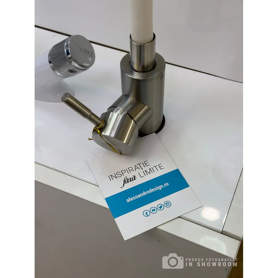 Kran z elastyczną wylewką, stal nierdzewna SUS304, satyna i biel, CF025WH