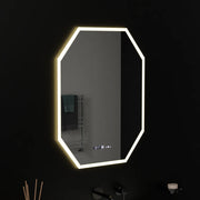 Lustro LED Polygon, 60x80 cm, czujnik Hexaluce MotionGlow Marcello, system przeciwmgielny, zegar i termometr, ściemnialne