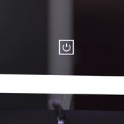 Okrągłe lusterko LED, 90 cm, czarna rama Orizoned, podstawowy dotyk