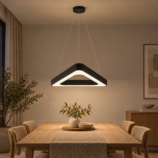 Żyrandol LED podwieszany ANGLE, 60cm, 25W, regulowana wysokość, zimne światło, czarny, metal i akryl