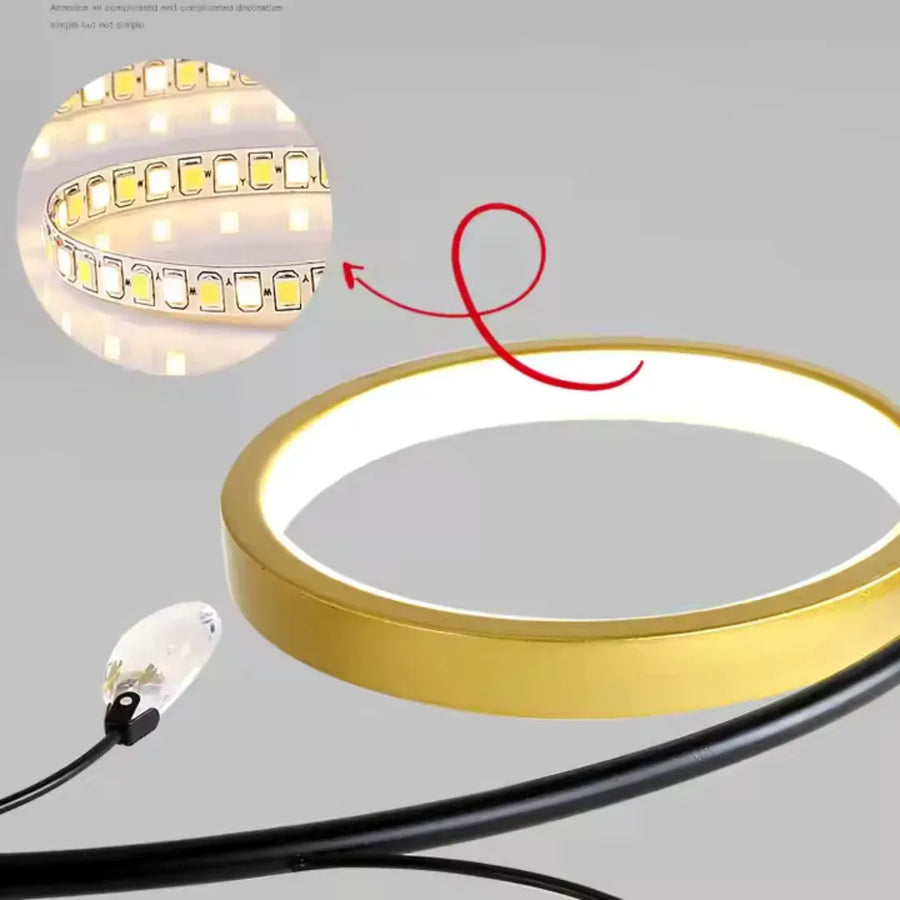 Żyrandol LED KARINA z pilotem, 31W, 6 elementów, światło ciepłe/zimne/neutralne, możliwość przyciemniania, złoty