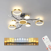 Żyrandol LED z pilotem KARINA, 61 W, 6 elementów, światło ciepłe/zimne/neutralne, ściemnialny, złoty