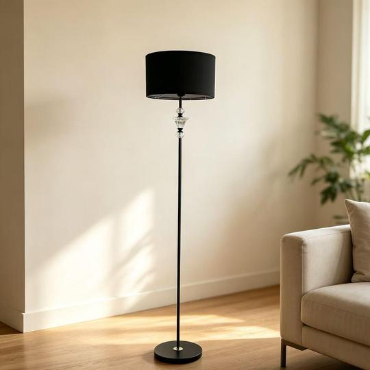 Lampa PAVLODAR, 1 x E27, Metal i Kryształ, Czarna