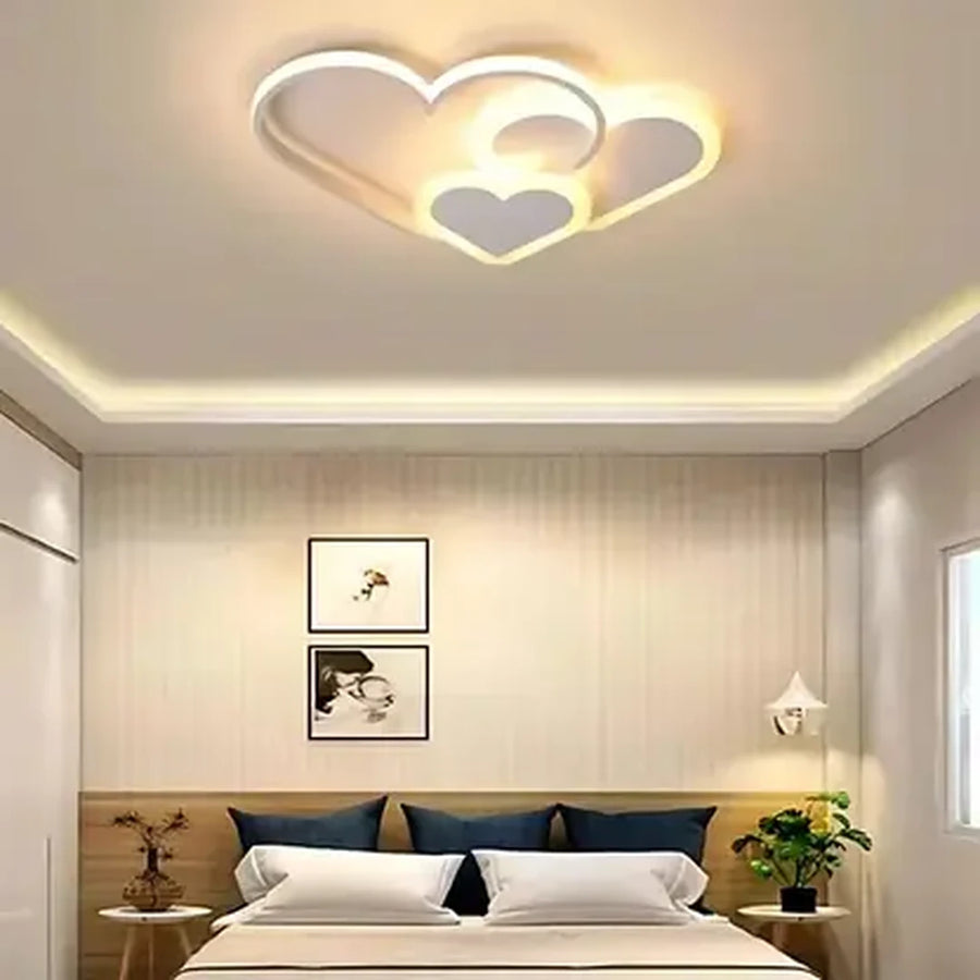 Żyrandol LED z pilotem AMI 50 W, 3 serca, światło zimne/ciepłe/neutralne, ściemnialny, biały