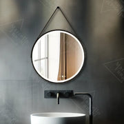 Okrągłe lustro LED, 50 cm, Celeste Majeste Noir Eleve MotionGlow Marcello, system przeciwmgielny, zegar i termometr, ściemnialne