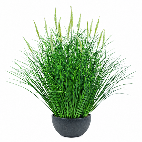 Sztuczna roślina, wyczyniec, trawa ozdobna doniczkowa, 61 cm, z 19 przyprawami, zielono-biała