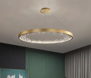 Żyrandol LED Casiana z pilotem, 38 W, złoty, ściemnialny