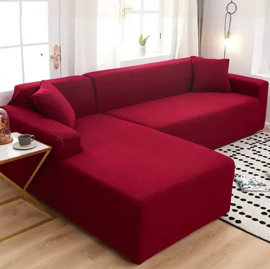 Husă Colțar, 3 Locuri + 2 Locuri, Poliester 100%, Vișiniu, CNP06 -19A