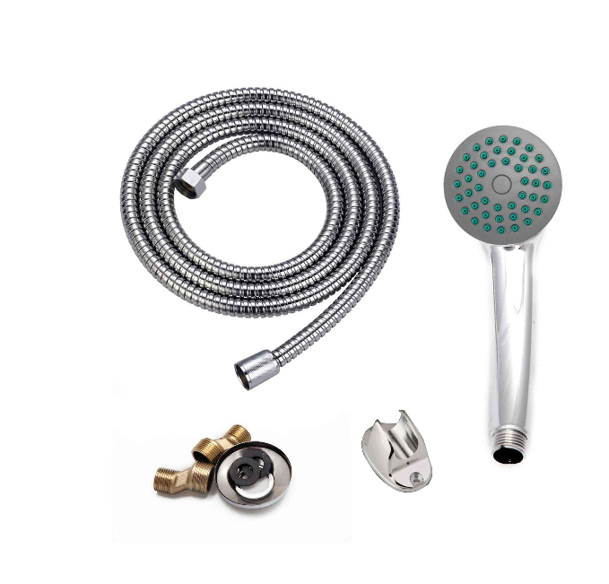 Bateria wannowa chromowana błyszcząca - zestaw kompletny z obrotową wylewką 25 cm, baterią, wężem i mimośrodami w zestawie