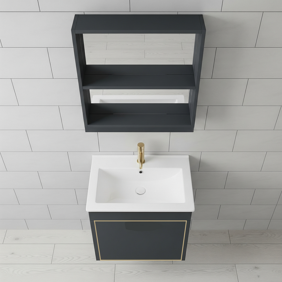 Zestaw mebli łazienkowych, czarny, PVC, T346/40