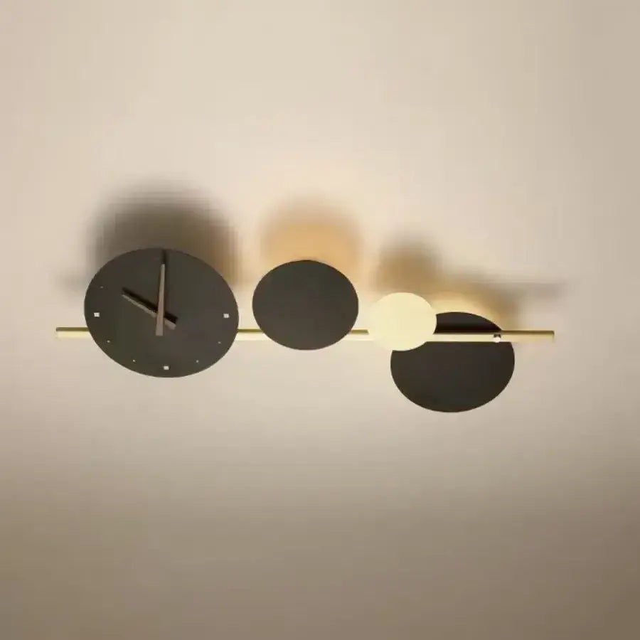 Bryson 18W LED Kinkiet Zintegrowany Zegar Czarny Złoty