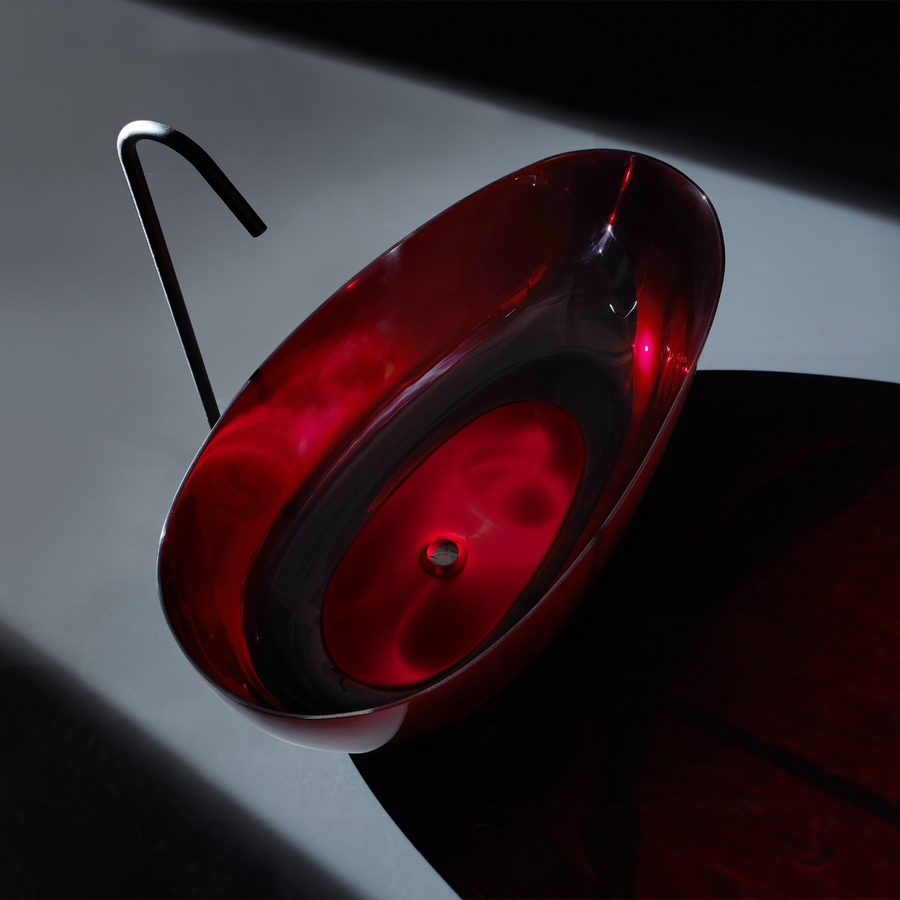 Wanna wolnostojąca, owalna, bordowa, żywica, 170x78x67cm