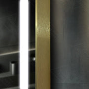 Prostokątne lustro LED, 60x80 cm, Verite Royale Gold MotionGlow Marcello, system przeciwmgielny, zegar i termometr, ściemnialne