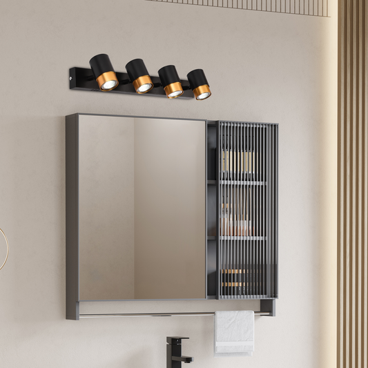 Reflektor LED z 4 żarówkami GU10, 3000K/4000K/6000K, kolor złoty, metal i akryl