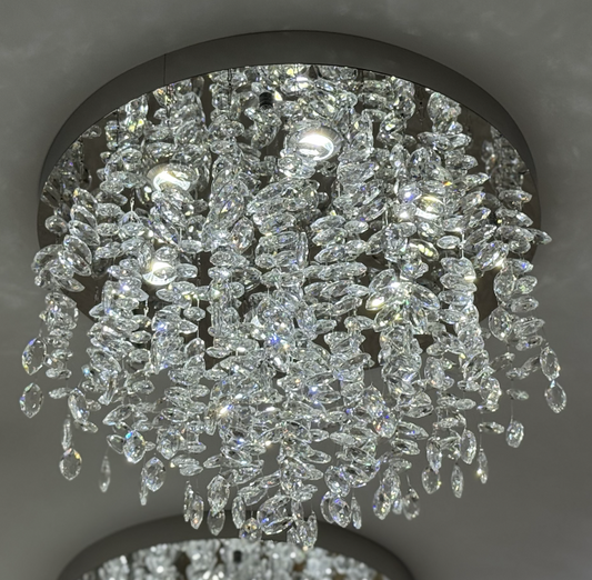 Kryształowy żyrandol LED LLC210/550CH okrągły, 30W, światło zimne/ciepłe/neutralne, kryształ, błyszczący chrom